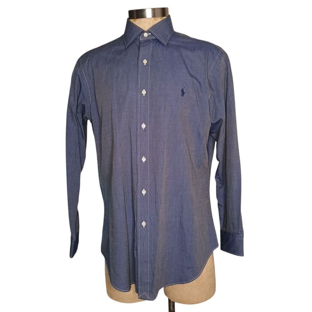 Polo Ralph Lauren Shirt Mens 16 32/33 Philip Oxford Blue Long Sleeve Button Up